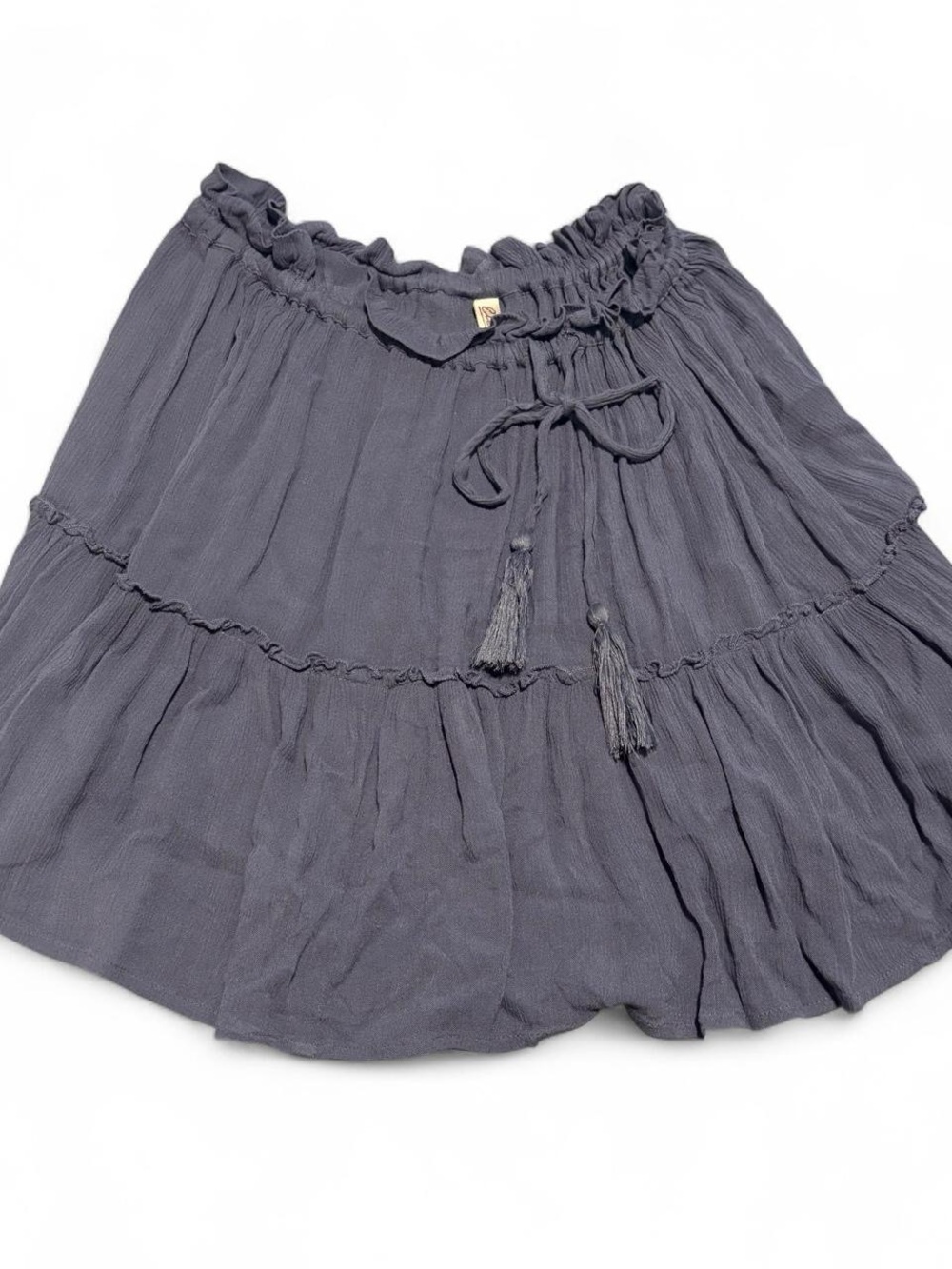 Elan Tiered Skirt with Tassel Tie - Gray